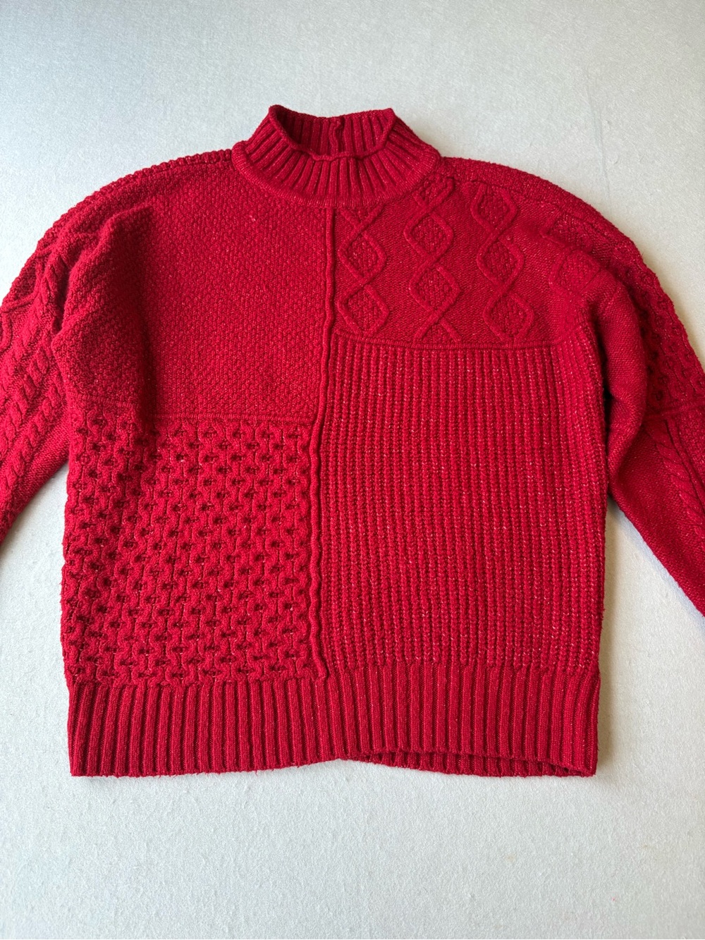 Y2K American Eagle Red Cable-Knit Turtleneck Sweater Sz M - Picture 3 of 10